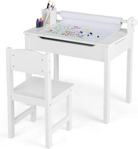 Kindertisch-Set HY10125 Weiß - Holzwerkstoff - Massivholz - 40 x 58 x 60 cm