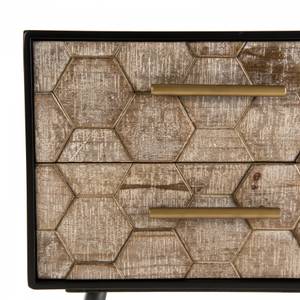 Nachttisch schwarz 2 Schubladen Beige - Holz teilmassiv - 38 x 50 x 44 cm