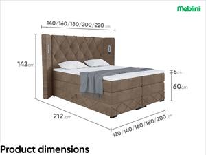 Boxspringbett Manuel Braun - Breite: 206 cm - H3