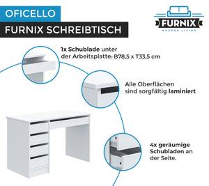 Schreibtisch Sarmo Weiß - Holzwerkstoff - 120 x 75 x 55 cm