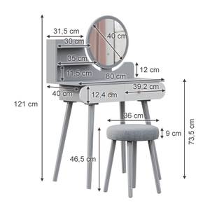 Schminktischset Edda Grau - Holzwerkstoff - 80 x 121 x 40 cm