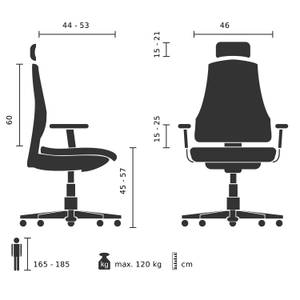 Profi Bürostuhl BRACIO Schwarz - Textil - 62 x 120 x 58 cm