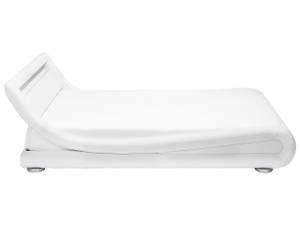 Doppelbett mit LED AVIGNON Silber - Weiß - 200 x 70 x 221 cm - Kunstleder