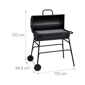 Grill à charbon de bois avec couvercle Noir - Argenté - Métal - Matière plastique - 103 x 97 x 65 cm