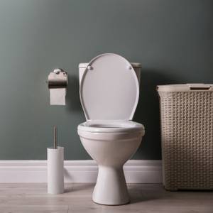 Ovaler Toilettendeckel Absenkautomatik Weiß - Metall - Kunststoff - 38 x 5 x 44 cm