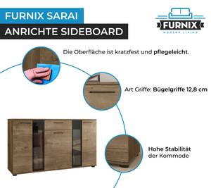 Sideboard Melides +LED Braun - Eiche Dunkel