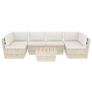 Garten-Lounge-Set (7-teilig) 3016490-17 Creme - Cremeweiß - Weiß