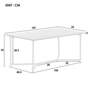 Couchtisch MARBEve Weiß - Holzwerkstoff - Metall - Massivholz - 56 x 46 x 107 cm