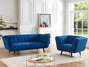 Couchgarnitur SAMANTHA 2er-Set Blau - Textil - 91 x 76 x 200 cm