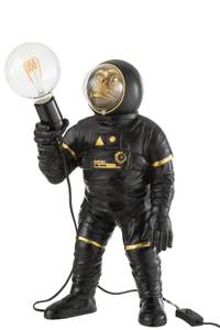 Tischlampe Affe Astronaut Figur Schwarz Schwarz - Gold - Kunststoff - 23 x 47 x 22 cm