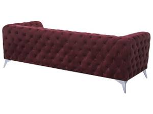 3-Sitzer Sofa SOTRA Burgunderrot - Rot - Silber