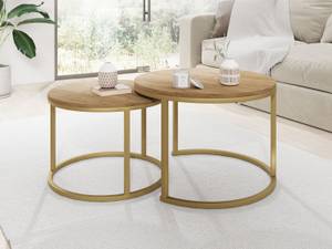 Couchtisch Rabino Gold 2er-Set Eiche Wotan Dekor