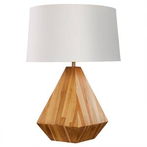 Tischlampe DIAMOND Braun - Weiß - Massivholz - Textil - Holzart/Dekor - 45 x 63 x 45 cm