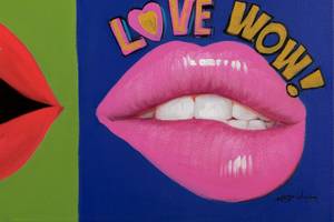 Acrylbild handgemalt In Awe of Pop Art Massivholz - Textil - 80 x 80 x 4 cm
