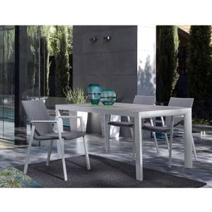 Fauteuil de jardin aluminium blanc Gris - Métal - 60 x 83 x 56 cm