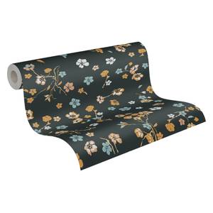 Vliestapete Floral Schwarz Gelb Orange Schwarz