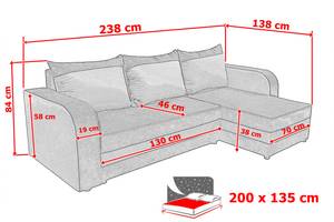 Ecksofa COMFY Schwarz - Rot - Ecke davorstehend links