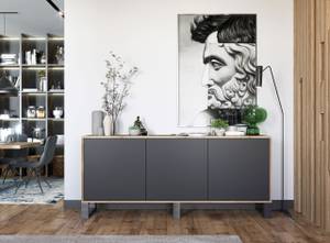 Sideboard APOLLO Schwarz - Eiche Wotan Dekor