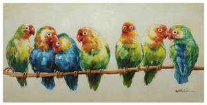 Acrylbild handgemalt Flock Together Massivholz - Textil - 120 x 60 x 4 cm