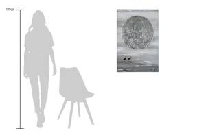 Tableau peint à la main Silver Moon Gris - Argenté - Bois massif - Textile - 60 x 90 x 4 cm