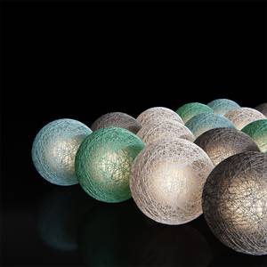 Lichterkette Cotton Balls Grau - Grün