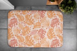 Badteppich Monstera Blätter Muster Orange - Textil - 75 x 45 x 75 cm