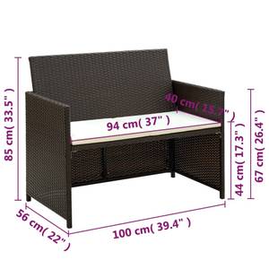 Ensemble de canapés Marron - Polyrotin - 40 x 38 x 70 cm