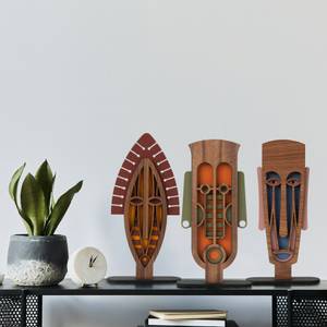 Holzskulptur Modern African figurine #41 Braun - Orange - Kunststoff - 14 x 31 x 1 cm