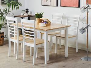 Table de salle à manger HOUSTON Chêne clair - Blanc - Laqué