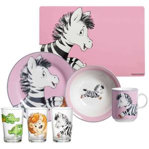 Kinder-Set Happy Zoo Zebra 7-teilig Ton - Kunststoff - 1 x 1 x 1 cm