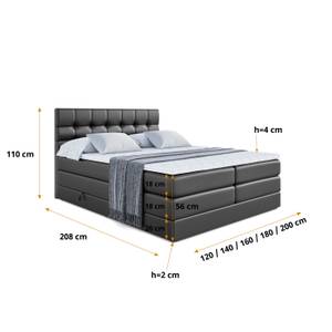 Boxspringbett BERO KING Hochglanz Schwarz - Breite: 140 cm