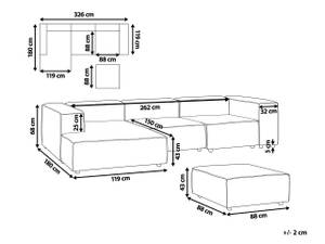 Modulsofa APRICA 2-tlg Beige - Schwarz - Breite: 326 cm - Armlehne davorstehend links - Ecke davorstehend rechts