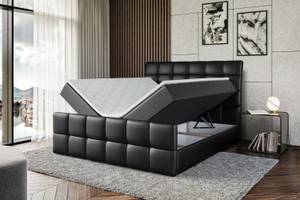 Boxspringbett BRUGO-Z Hochglanz Schwarz - Breite: 160 cm - H3