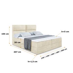 Boxspringbett BOXI3 Ecru - Breite: 180 cm - H4