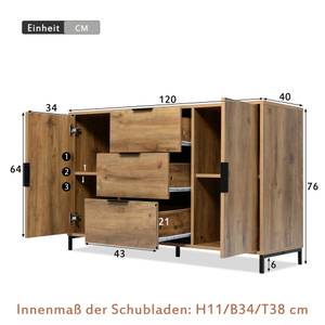 Sideboard Sophie Braun - Holzwerkstoff - Metall - 40 x 76 x 120 cm