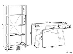 Ensemble pour bureau JENKS Marron - Blanc - Bois manufacturé - 120 x 152 x 48 cm