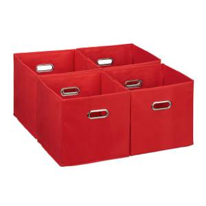 Lot de 4 boîtes de rangement Rouge - Argenté