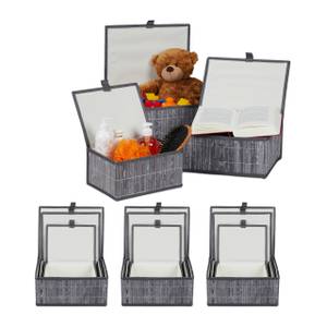 Lot de 12 paniers de rangement en bambou Gris