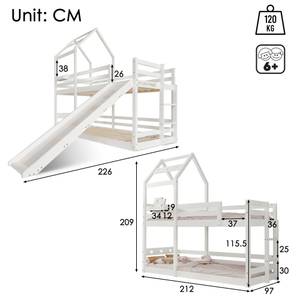 Etagenbett SkyFuny Ⅰ Weiß - Holzwerkstoff - Massivholz - Holzart/Dekor - 97 x 209 x 212 cm