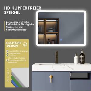 LED-Spiegel Badspiegel Silber - Glas - 50 x 3 x 70 cm