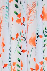 Vorhang orange weiß Floral Küche Orange - Textil - 140 x 245 x 1 cm