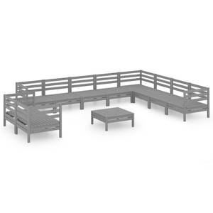 Garten-Lounge-Set Grau - Massivholz - Holzart/Dekor - 64 x 29 x 64 cm