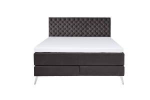 Lit boxspring SINDAR avec topper confort Anthracite - Argenté - Largeur : 182 cm - Argenté