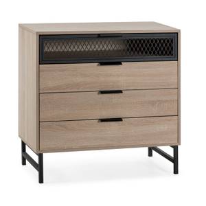 Commode Hera 3 tiroirs 1 porte Marron - Bois manufacturé - Matière plastique - 40 x 77 x 80 cm