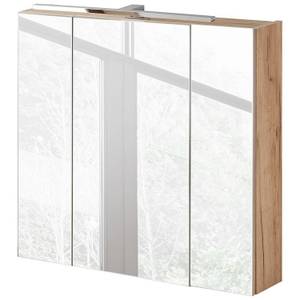 Badmöbel Set mit 80cm LED-Spiegelschrank Braun - Holzwerkstoff - 135 x 190 x 46 cm