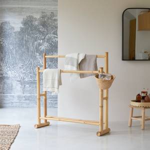 Handtuchhalter Balyss Beige - Bambus - 100 x 100 x 30 cm