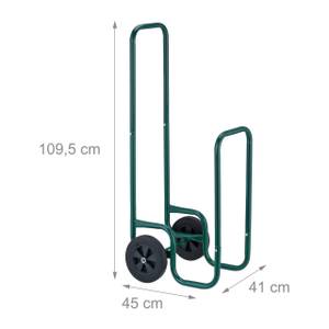 Range-bûches vert foncé sur roues Vert - Métal - Matière plastique - 41 x 110 x 45 cm