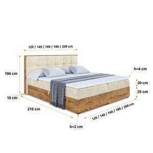 Boxspringbett LOLLI7 Beige - Breite: 140 cm - H3