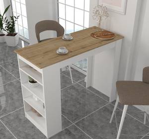 Bartisch Monaco Weiß Saphir Braun - Weiß - Holzwerkstoff - 120 x 102 x 52 cm