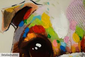 Tableau peint Carlin multicolore Bois massif - Textile - 80 x 80 x 4 cm